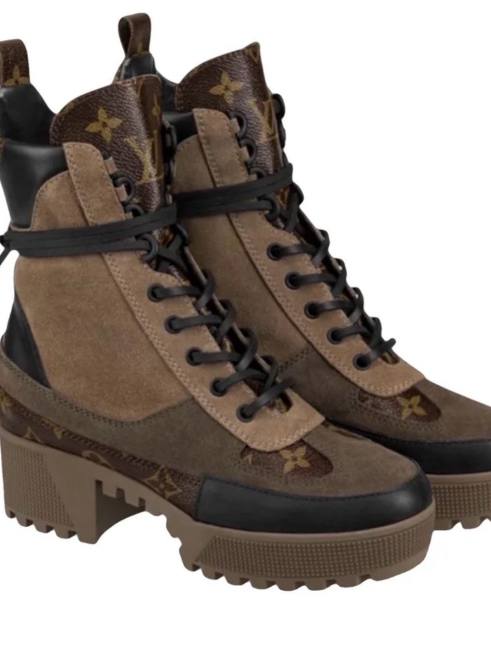 Louis Vuitton Laureate Brown Suede & Monogram Boots